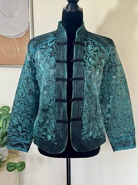 Coldwater Creek Women’s Asian-Inspired  Embroidered brocade jacket Size PS